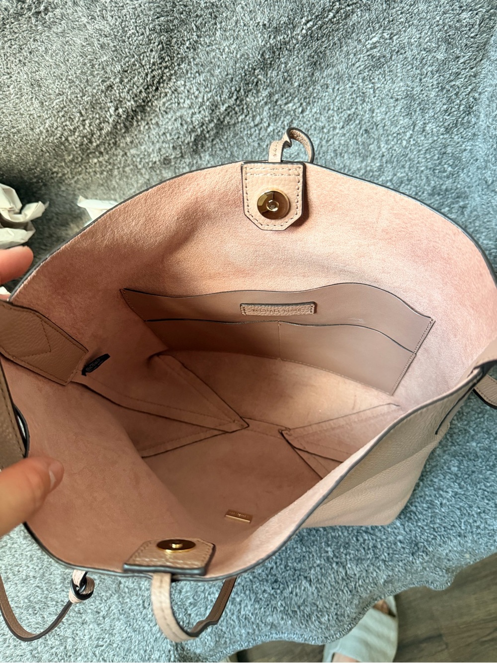Michael Kors Junie Fawn Pebbled Leather Sling Tote in Blush Pink - Picture 3 of 7